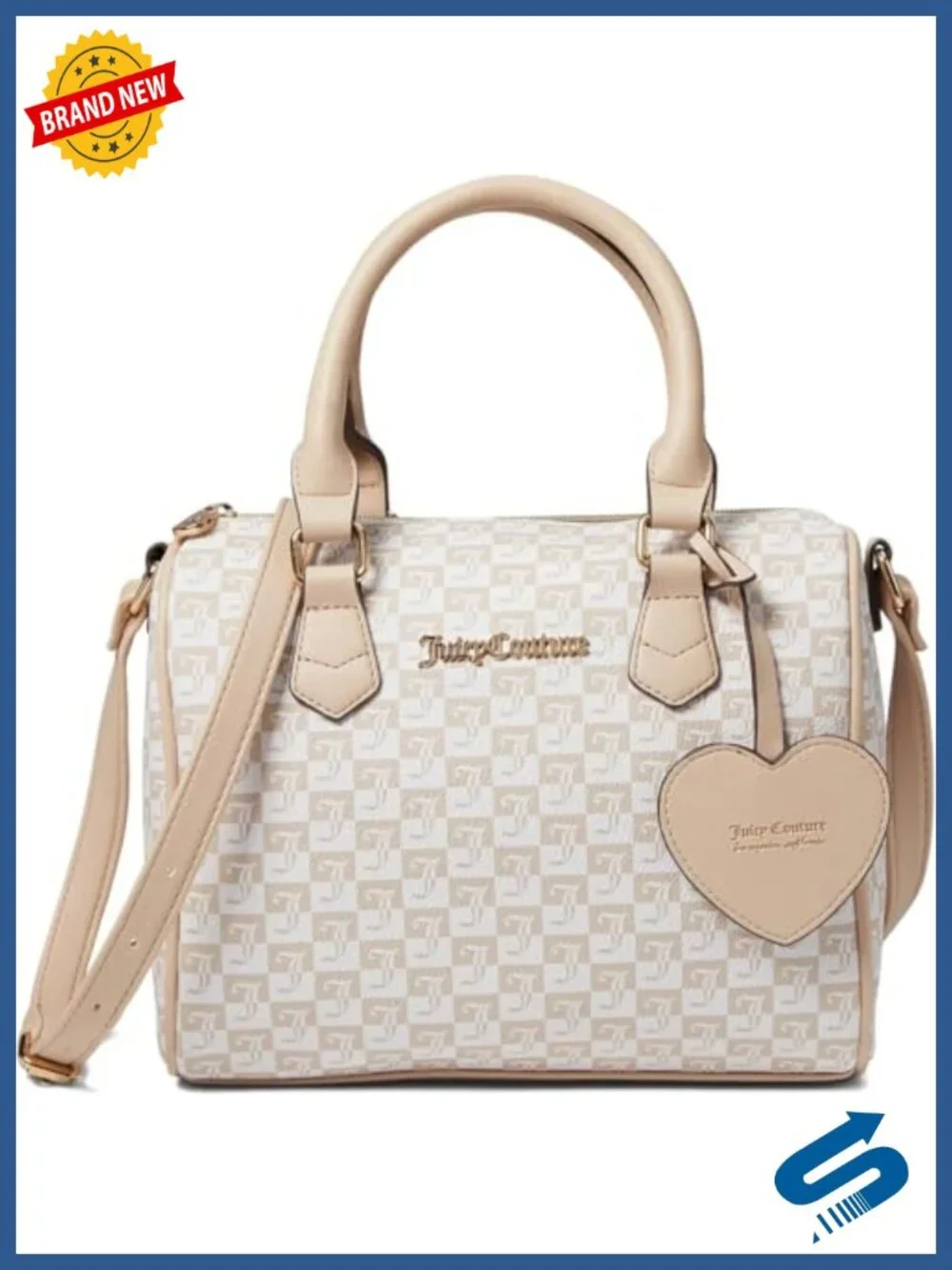Faux Leather Satchel Purse with J Logo Checkerboard Print Crossbody